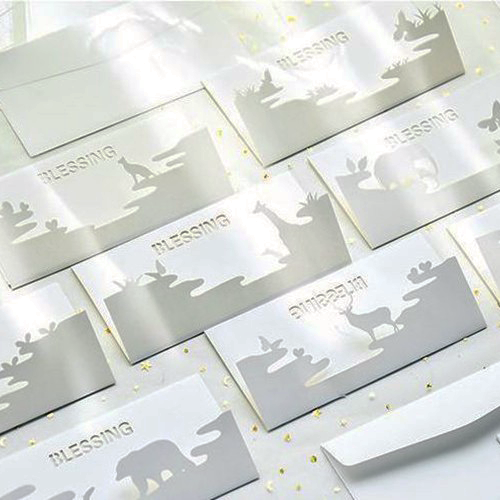 銀箔押し　ホイル紙　立体カード　中空彫刻　3Dグリーティングカード　誕生日　お祝い　封筒付き